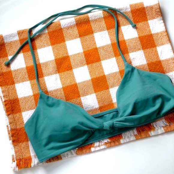 NWT L.A. Hearts PacSun Bikini Halter Top Knotted Twist Front Teal / Turquoise M - Picture 2 of 9